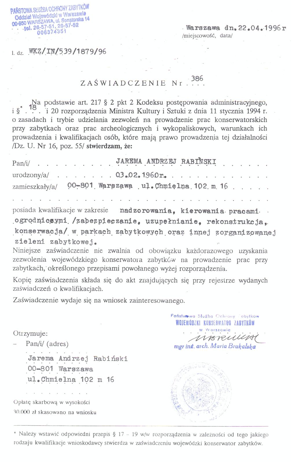 UPRAWNIENIA P.S.O.Z.
