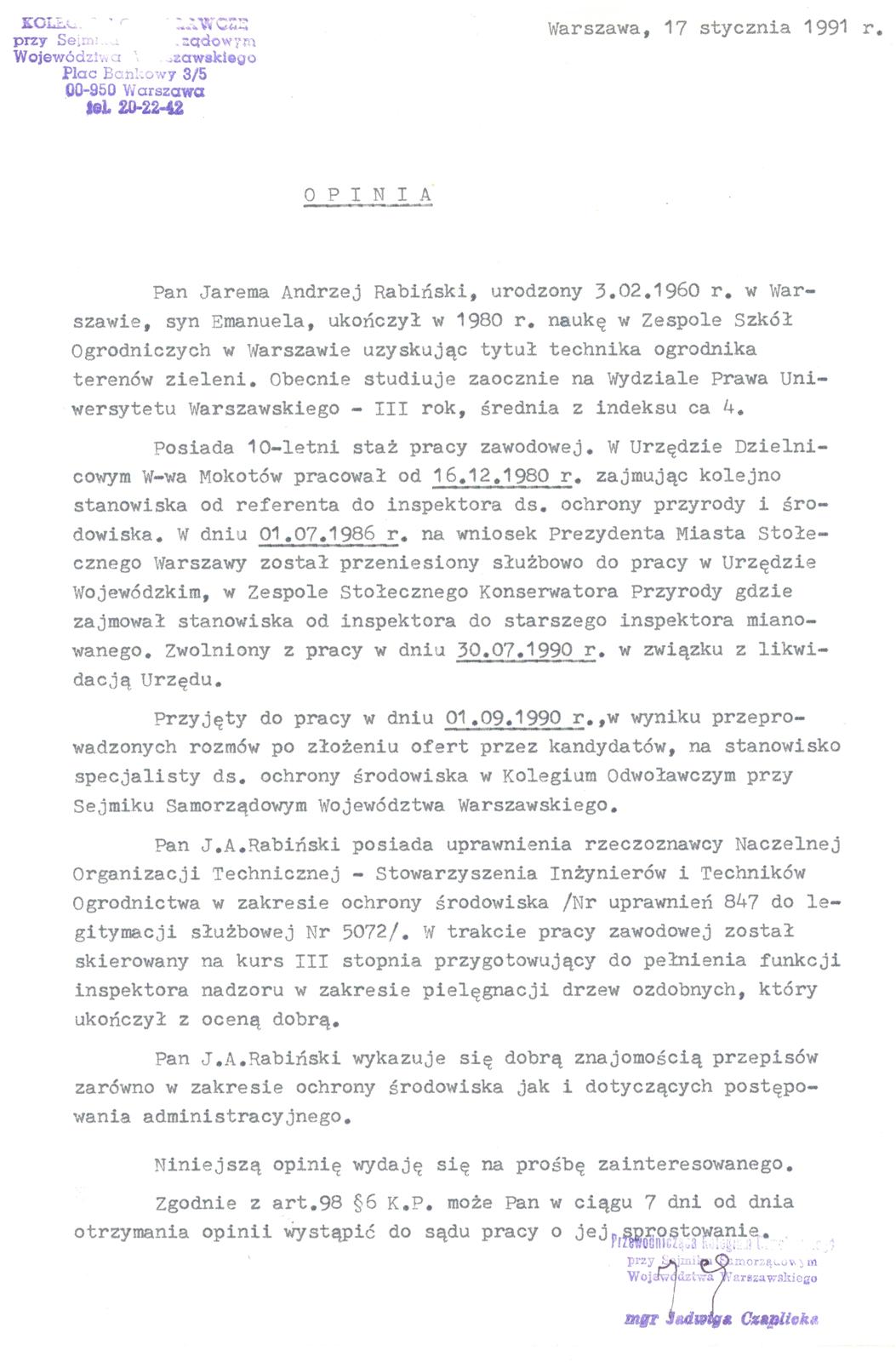 OPINIA SEJMIKU SAMORZ¡DOWEGO