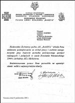 PODZIEKOWANIE  ¦RODOWISKA  ARMII KRAJOWEJ