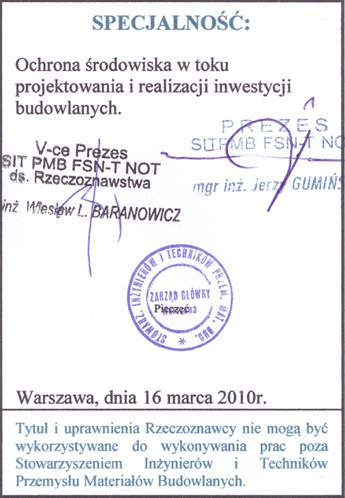 UPRAWNIENIA RZECZOZNAWCY NOT SITPMB  str 3
